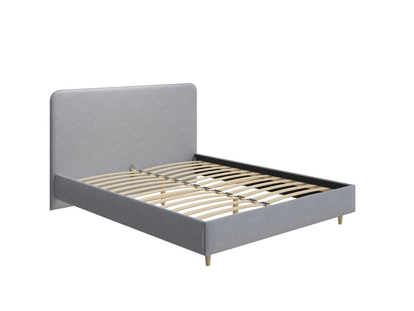 Кровать Mia 140x200 Ткань: Рогожка Levis 83 Светло-Серый - Стильная кровать со встроенным основанием