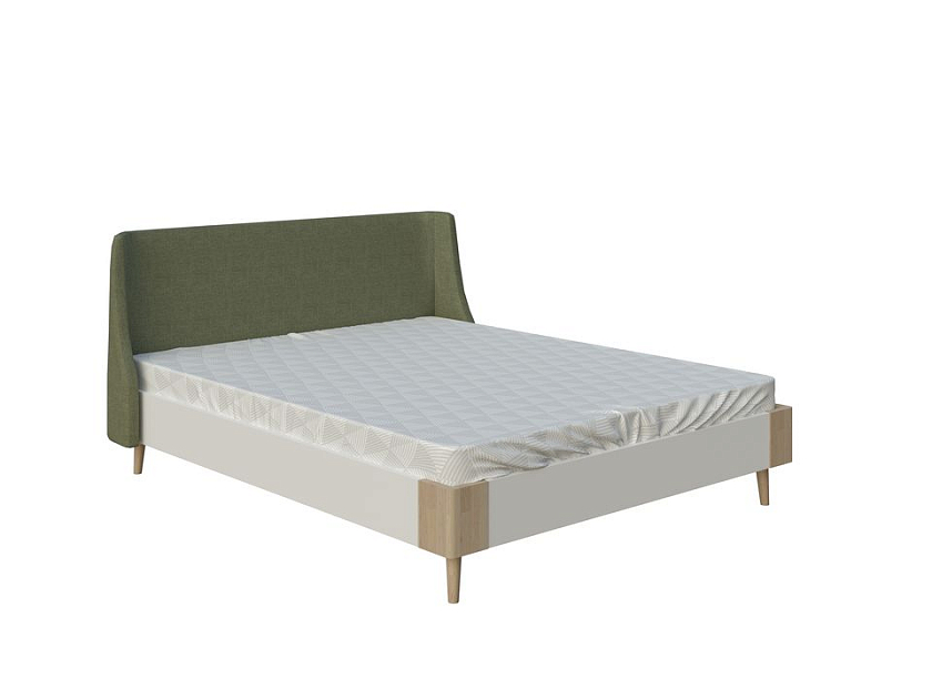 Кровать Lagom Side Chips 160x190 ЛДСП+ткань Levis 62 Розовый/ЛДСП Бунратти/Масло-воск Natura (Береза) - Оригинальная кровать без встроенного основания из ЛДСП с мягкими элементами.