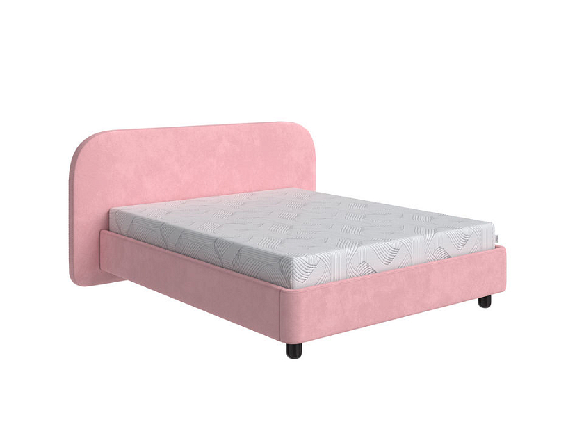 Кровать Sten Bro 80x190 Ткань/Массив (береза) Casa Жемчужно-розовый/Венге - Симметричная мягкая кровать.