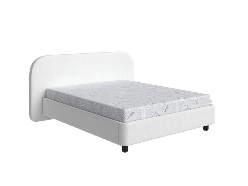 Кровать Sten Bro 80x200 Ткань/Массив (береза) Тетра Молочный/Венге - Симметричная мягкая кровать.