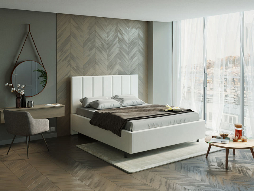Кровать Oktava 160x200 Экокожа Белый - Кровать в лаконичном дизайне в обивке из мебельной ткани или экокожи.