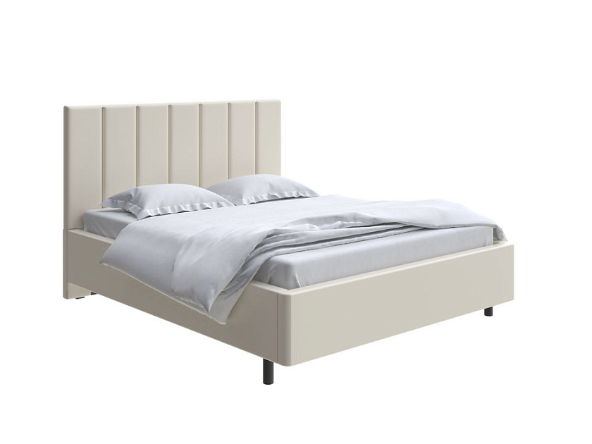 Кровать Oktava 80x200 Экокожа Молочный перламутр - Кровать в лаконичном дизайне в обивке из мебельной ткани или экокожи.