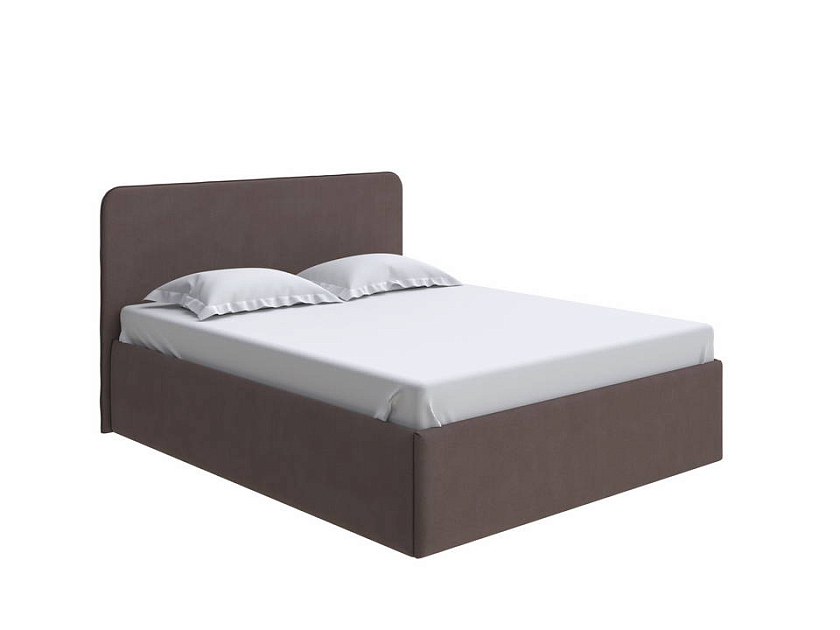 Кровать Mia с подъемным механизмом 160x200 Ткань: Рогожка Тетра Брауни - Стильная кровать с подъемным механизмом