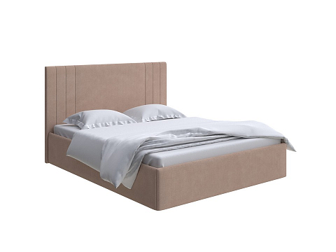 Коричневая кровать Liberty - Аккуратная мягкая кровать в обивке из мебельной ткани