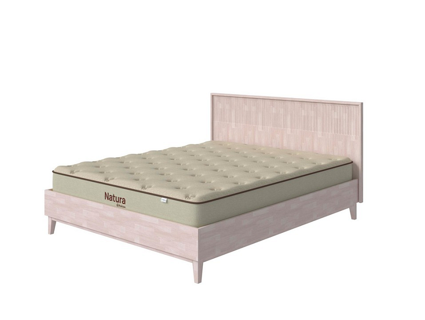 Кровать Tempo 80x190 Массив (бук) Масло-воск Беленый - Кровать из массива с вертикальной фрезеровкой и декоративным обрамлением изголовья