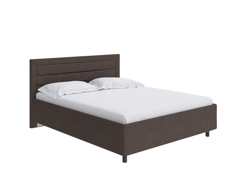Кровать Next Life 2 180x200 Ткань: Рогожка Тетра Брауни - Cтильная модель в стиле минимализм с горизонтальными строчками