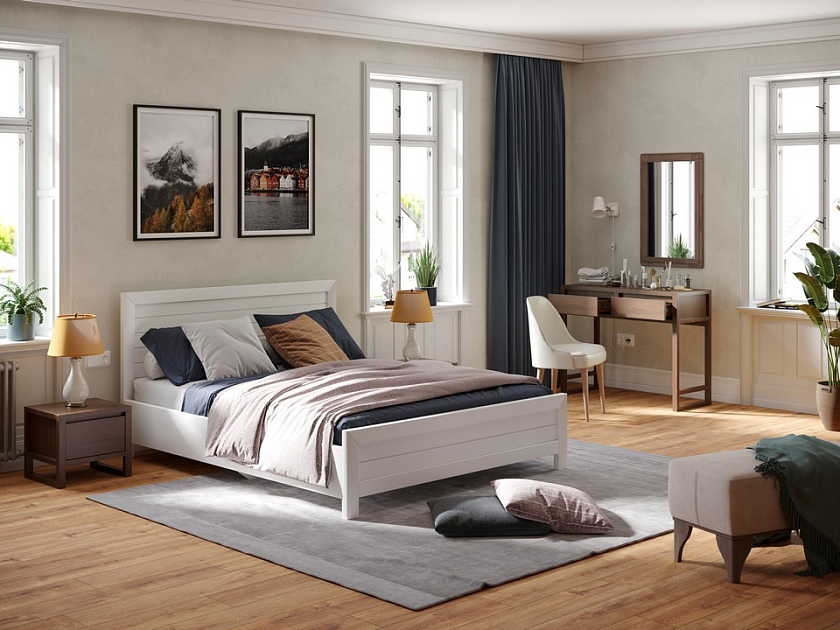 Кровать Toronto с подъемным механизмом 180x190 Массив (сосна) Белая эмаль - Стильная кровать с местом для хранения