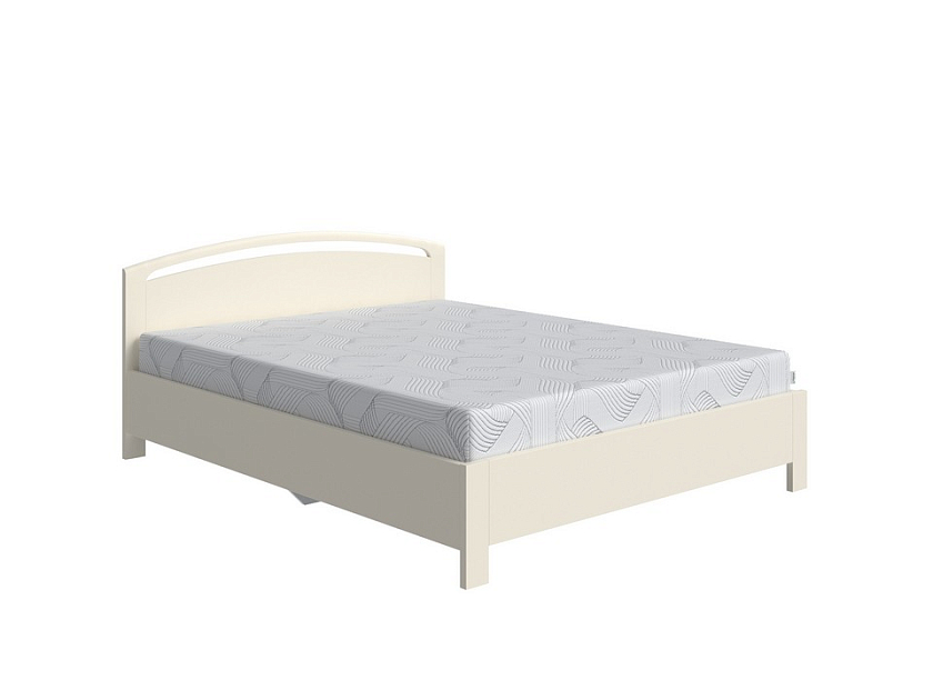 Кровать Веста 1-R с подъемным механизмом 160x220 Массив (сосна) Слоновая кость - Современная кровать с изголовьем, украшенным декоративной резкой