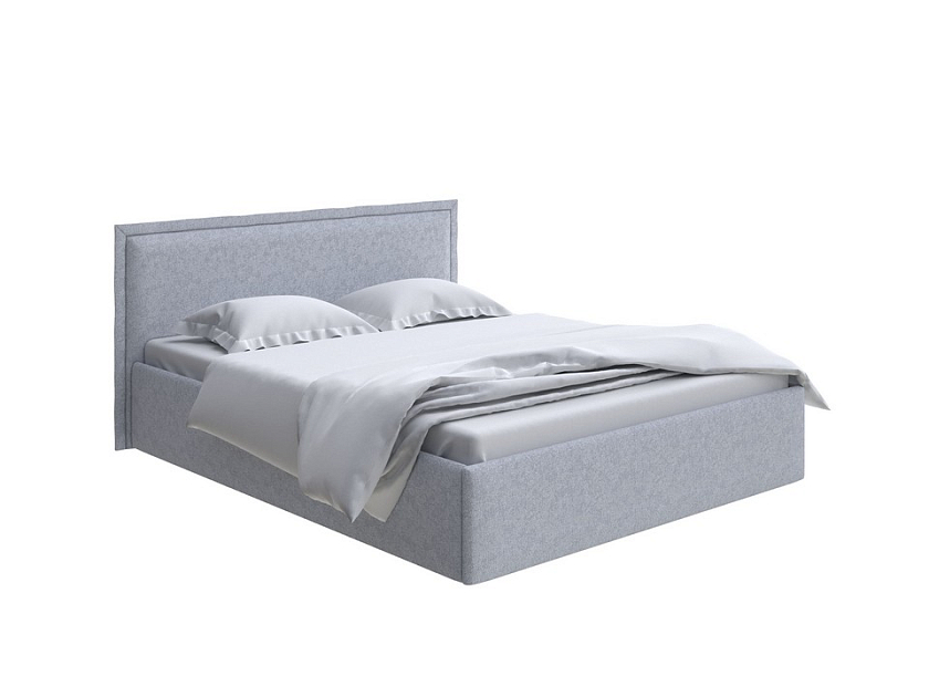 Кровать Aura Next 160x200 Ткань: Рогожка Levis 83 Светло-Серый - Кровать в лаконичном дизайне в обивке из мебельной ткани