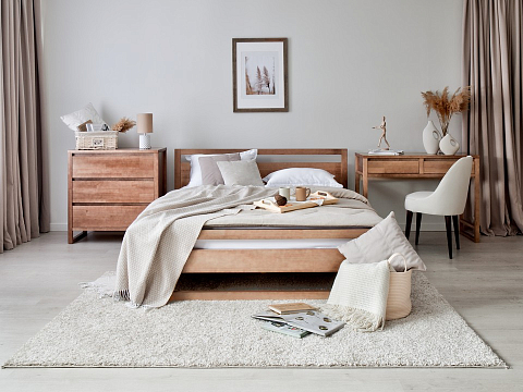 Кровать премиум Kvebek - Элегантная кровать из массива дерева с основанием