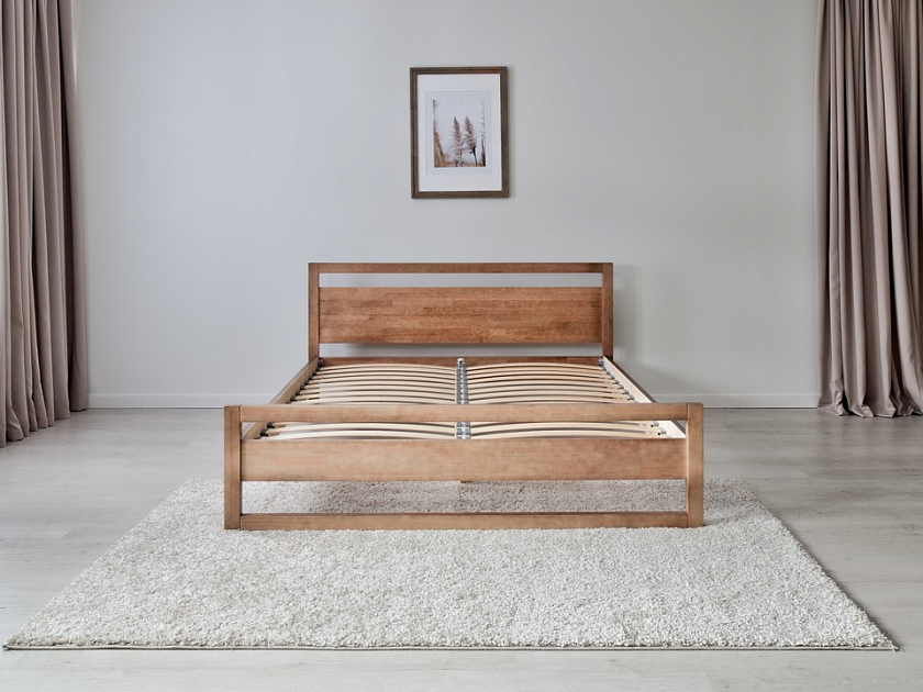 Кровать Kvebek 90x200 Массив (береза) Антик - Элегантная кровать из массива дерева с основанием