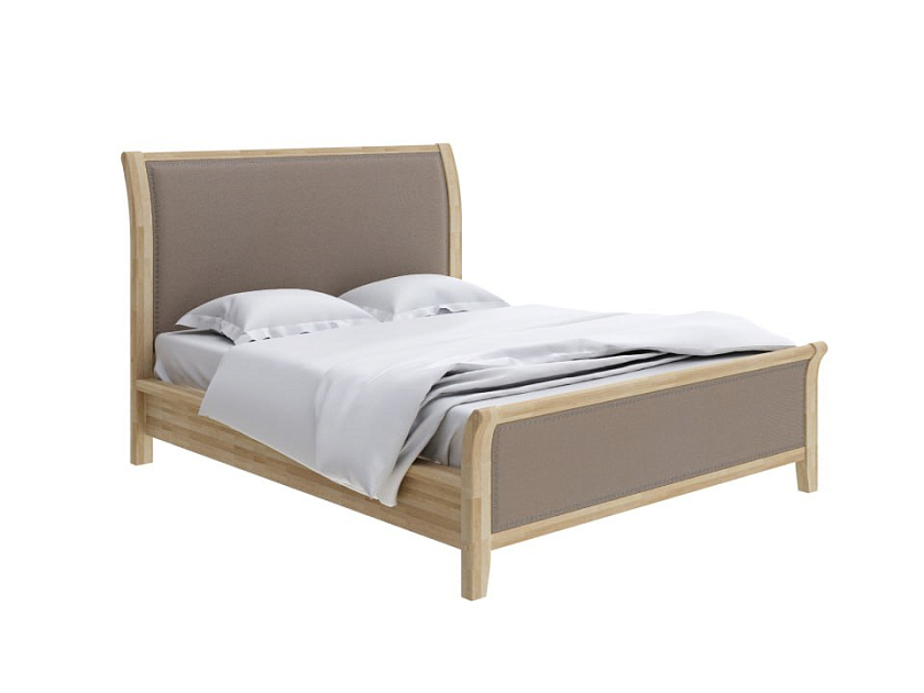 Кровать Dublin 180x220 Ткань/Массив Тетра Ореховый/Лак матовый - Уютная кровать со встроенным основанием из массива сосны с мягкими элементами.