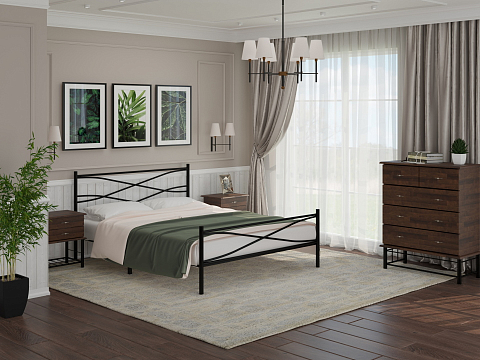 Кровать в стиле минимализм Страйп - Изящная кровать с облегченной металлической конструкцией и встроенным основанием