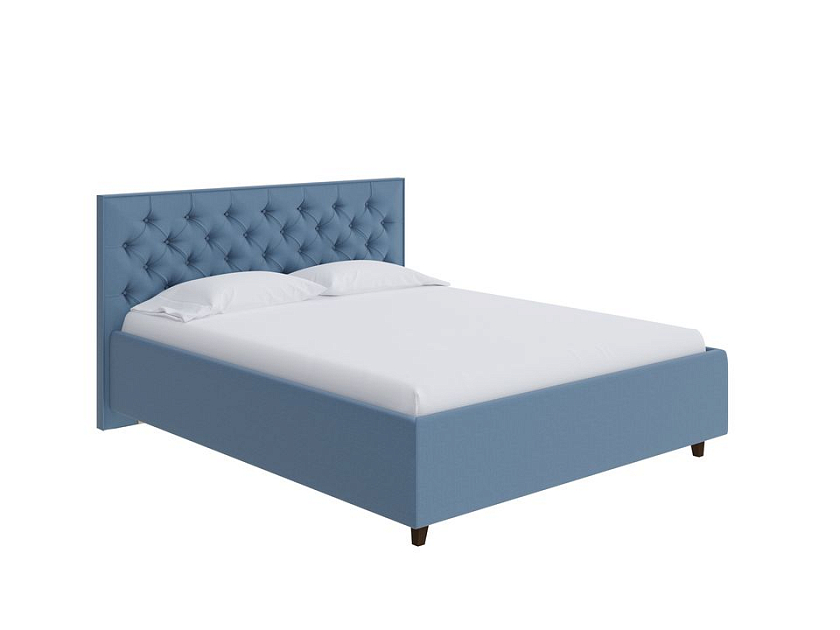Кровать Teona 80x190 Ткань: Рогожка Тетра Голубой - Кровать с высоким изголовьем, украшенным благородной каретной пиковкой.