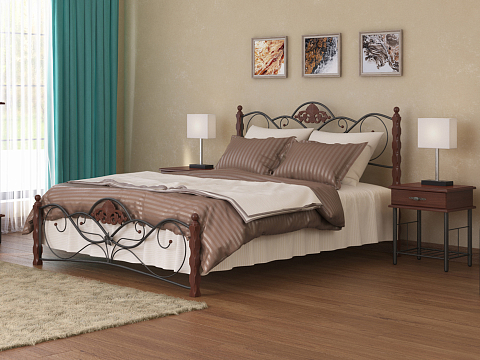 Кровать с основанием Garda 2R - Кровать из массива березы с фигурной металлической решеткой.