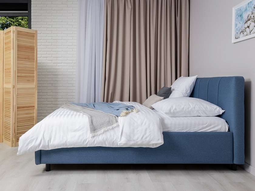 Кровать Nuvola-7 NEW 140x190 Ткань: Рогожка Тетра Яблоко - Современная кровать в стиле минимализм