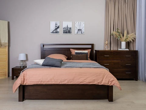 Кровать 90х200 Fiord - Кровать из массива с декоративной резкой в изголовье.